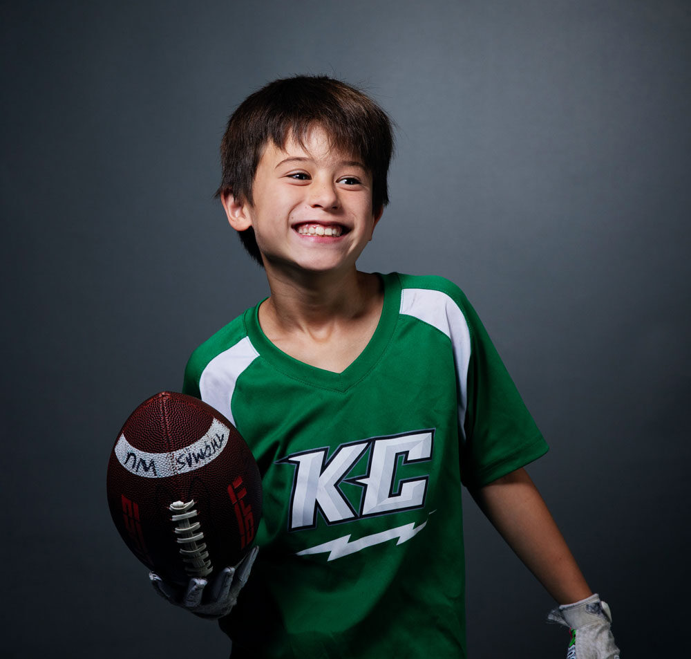 Children's portrait of a young football player