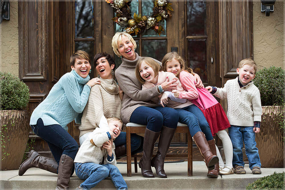 Family moment — mom and daughters