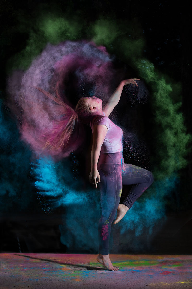 Gymnast portrait with chalk dust